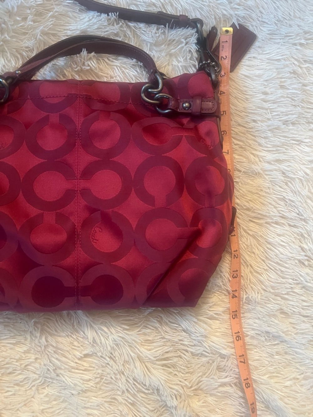 Coach Pink Signature Satchel with Leather Trim - Picture 9 of 11